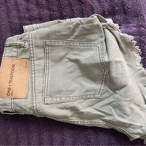One Teaspoon Olive Denim Shorts
